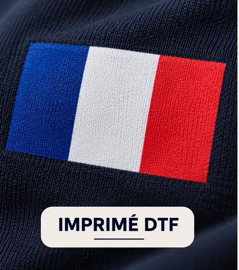 Drapeau français imprimé DTF sur textile