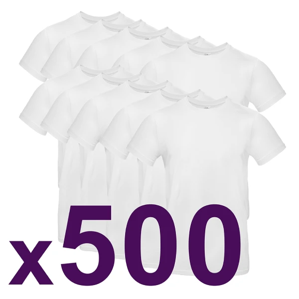 Brand on marquage sûre impression sur lot de t-shirt blanc personnalisé pas cher en quantité prix dégressif tee shirt personnalisé en france lot de tee shirt blanc x500