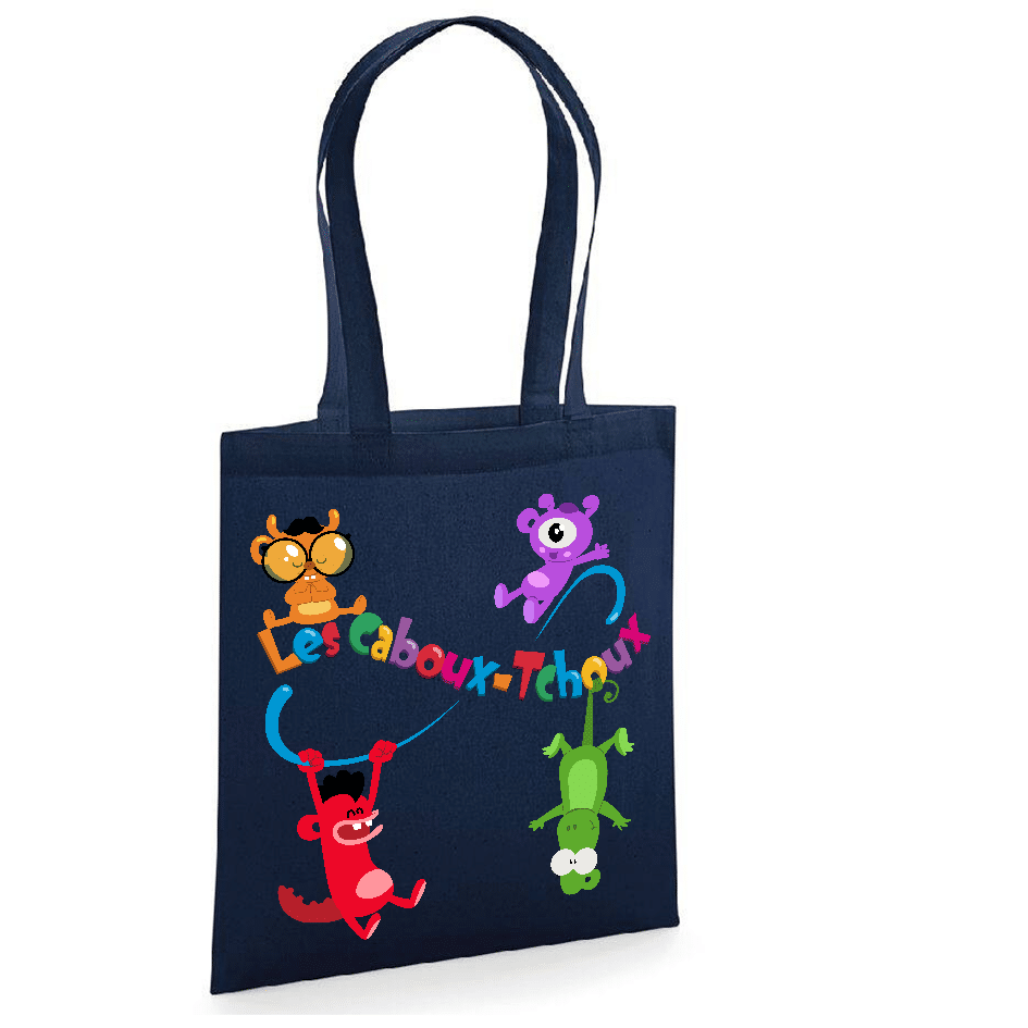 Brand-on licence Caboux-Tchoux tote bag Bio personnalisรฉ pour Enfant avec logo personnalisation sur tote bag navy bio