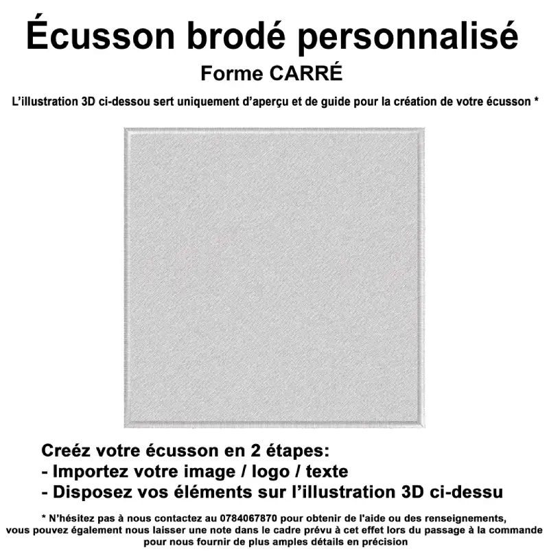 Brand-on écusson brodé personnalisé à l'unité format carré broderie à l'unité ou quantité sur patch personnalisé carré